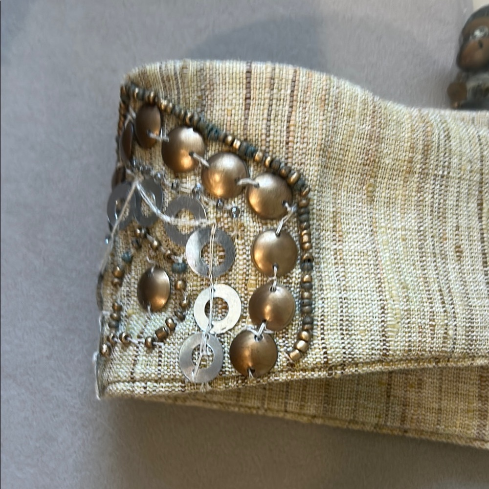 Beaded Tan Belt with Sequin Accents - Picture 5 of 7